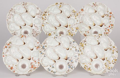 Set of six Austrian China oyster plates
