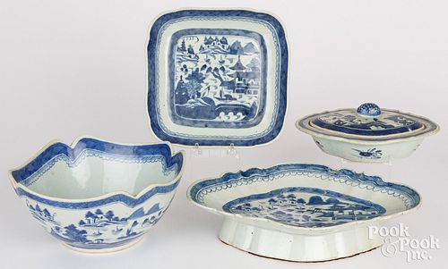 Four Chinese export Canton porcelain