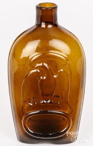 Stoddard, New Hampshire olive glass eagle flask