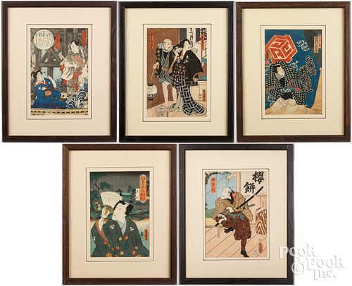 Five Japanese woodblock prints