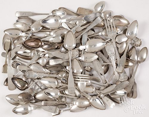 Silver flatware, mostly coin