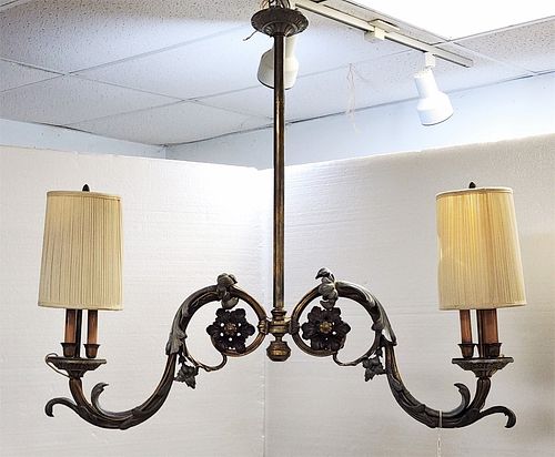 19TH C METAL CHANDELIER 3'H X 40"W (Hanging By Auctioneer Podium)