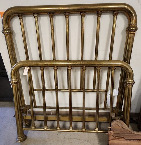 BRASS BED 62"H X 53"W VINTAGE (Leaning Against Office Wall)