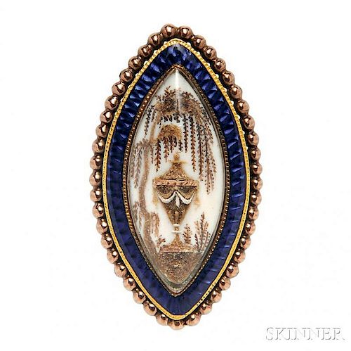 Antique Gold, Hairwork, and Enamel Mourning Ring