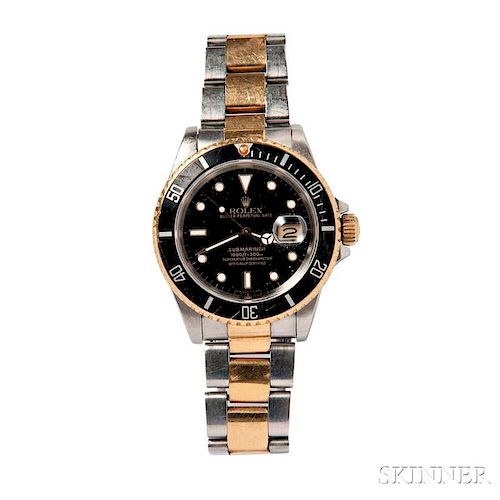 Gentleman's Stainless Steel and Gold "Submariner" Wristwatch, Rolex