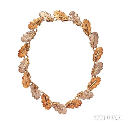 18kt Gold and Sterling Silver Leaf Necklace, Buccellati