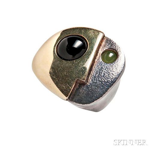 Sterling Silver and 18kt Gold Ring, Walter Schluep