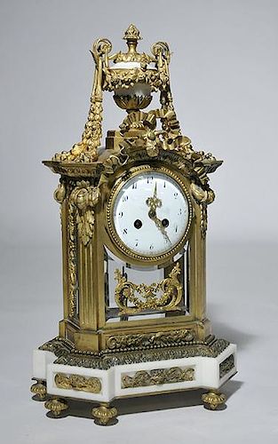 French Bronze and Marble Shelf Clock