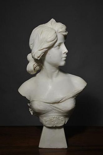 19th C. Carved Marble  Bust