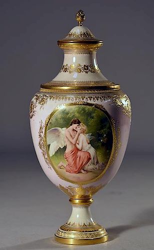 Large Royal Vienna Covered Urn