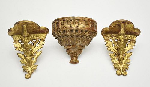 Three 19th C. Carved Continental Wall Sconces