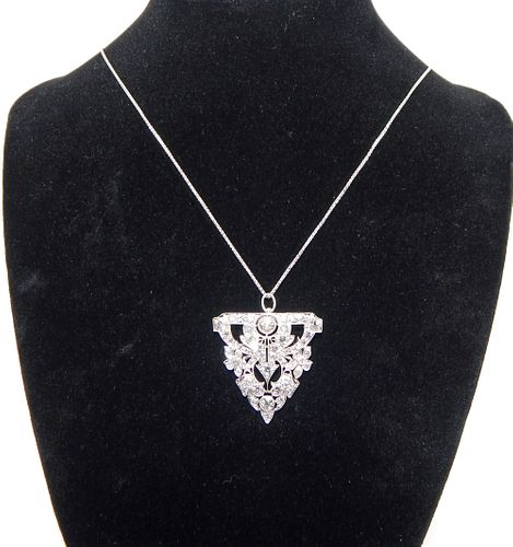 Gorgeous 2.75ct Diamond Drop Pendant & 14k White Gold Necklace