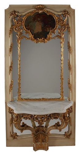 LOUIS XVI STYLE MIRRORED CONSOLE TABLE, 107"H