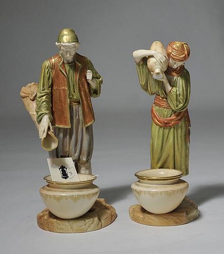 Pair of Royal Worcester Porcelain Figurines