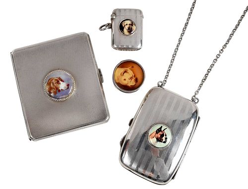 Four Silver Cases with Dogs