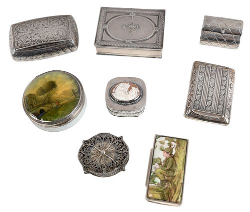 Eight Continental Silver Boxes