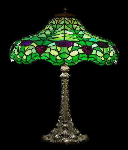 Duffner & Kimberly, EARLY 20TH CENTURY, a Thistle pattern table lamp