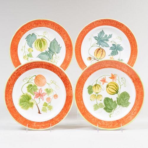 Set of Four Lady Anne Gordon Decorated Porcelain Plates