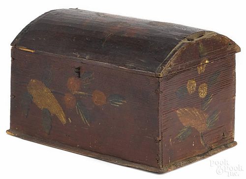 Scandinavian painted pine trinket box, early 19th c., 5'' h., 7 3/4'' w.