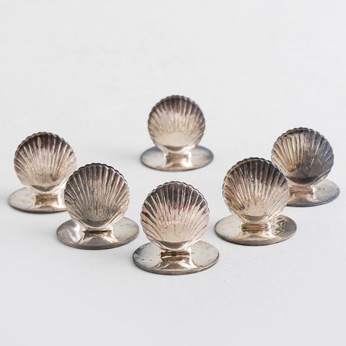 Set of Six Tiffany & Co. Silver Shell Form Placecard Holders