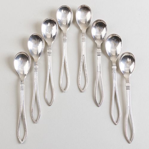 Set of Eight Georg Jensen Silver Coffee Spoons 