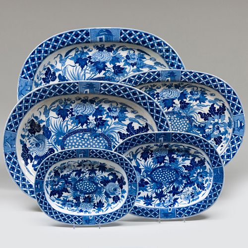 Group of Wedgwood Porcelain Platters in the 'Hibiscus' Pattern