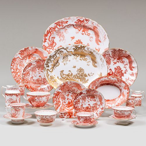 Royal Crown Derby Porcelain Dinner Service in the 'Red Aves' Pattern