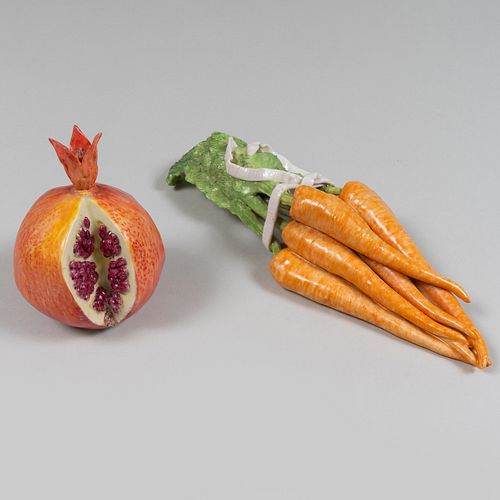 Lady Anne Gordon Porcelain Models of a Carrot Bunch and a Pomegranate