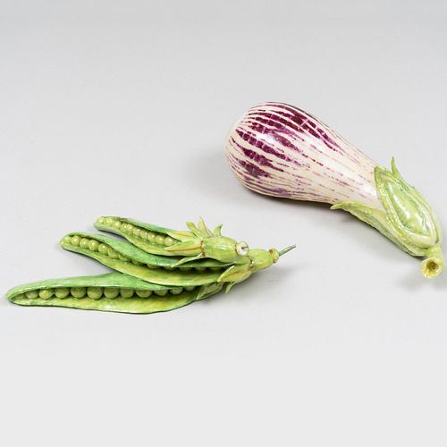 Lady Anne Gordon Porcelain Model of an Eggplant and Pea Pods 