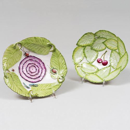 Two Lady Anne Gordon Porcelain Leaf Dishes