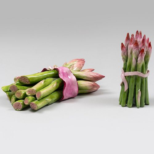 Two Katherine Houston Porcelain Models of Asparagus Bunches