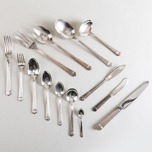 Christofle Silver Plate Flatware Service in the 'Aria' Pattern