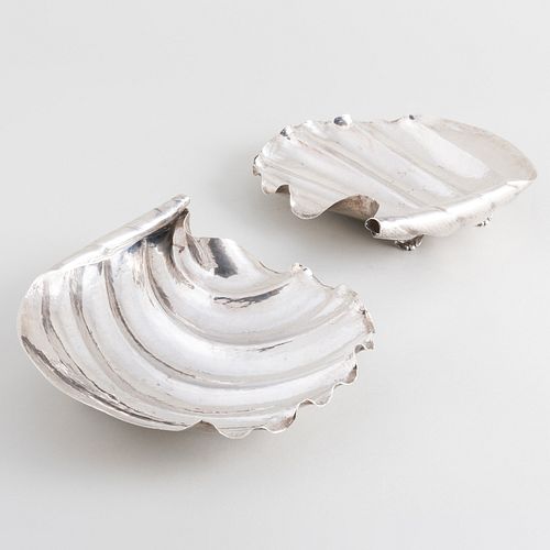 Pair of Buccelatti Silver Shell Form Dishes