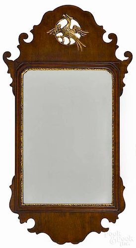 English Chippendale mirror, late 18th c., with a phoenix crest, 30 1/2'' x 15''.