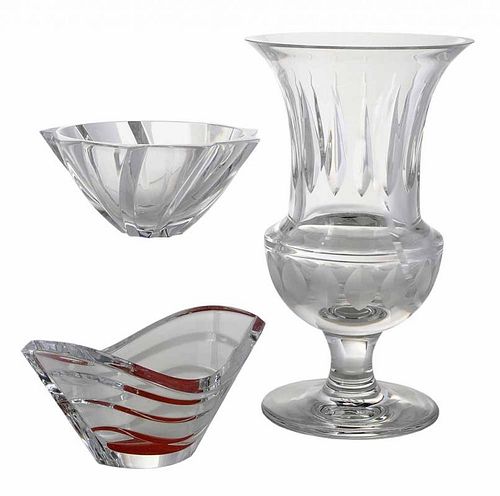 Two Baccarat Crystal Bowls and a Vase