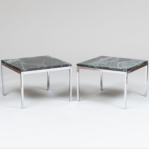 Pair of Florence Knoll for Knoll Chrome and Marble Side Tables