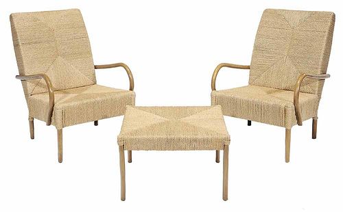 Pair Modern Bentwood Faux-Painted Open