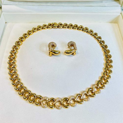 Van Cleef & Arpels French 18K Yellow Gold Necklace & Earring Set