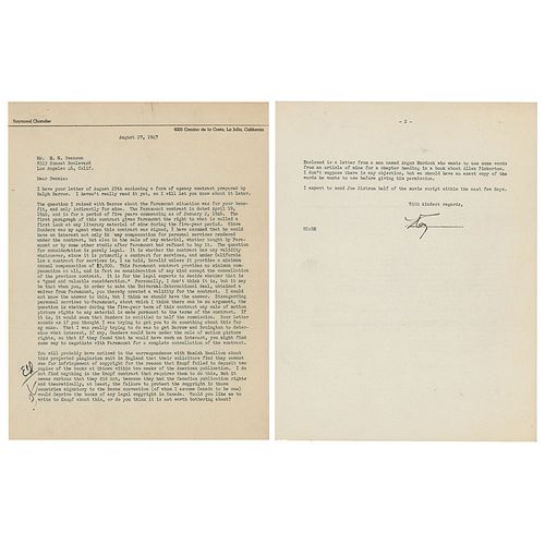 Raymond Chandler Typed Letter Signed