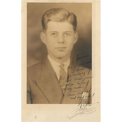 John F. Kennedy Signed Photograph - Choate Senior Portrait Inscribed to His Lifelong Best Friend
