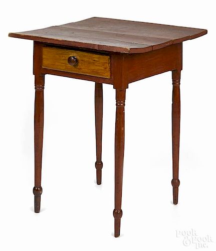 Pennsylvania painted pine one-drawer stand, 19th c., retaining a red wash, 31'' h., 24'' w.