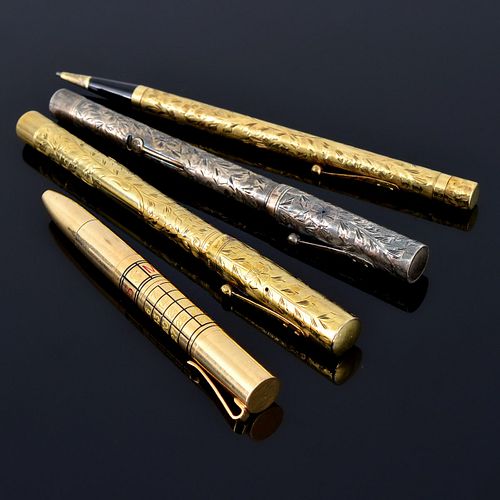 3 Waterman's 14K Gold & Sterling Silver Pens / Pencils + 1