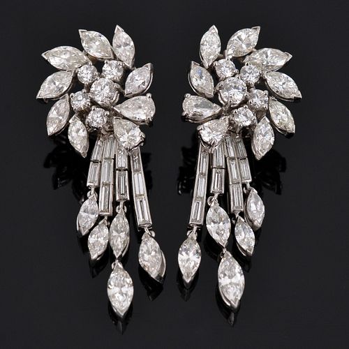 Platinum & Diamond Drop-Style Estate Earrings with Detachable Drop