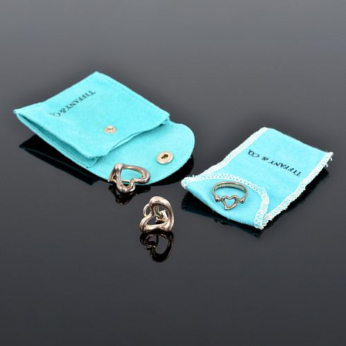 Elsa Peretti for Tiffany OPEN HEART Sterling Silver Ring & Earrings Set