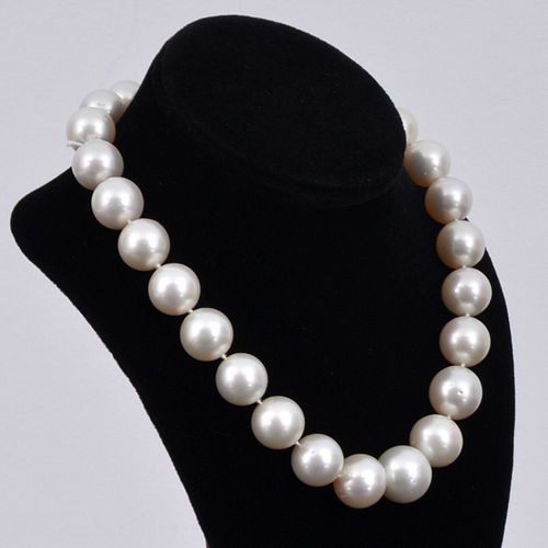 South Sea Cultured Pearls with 18K Diamond Screw Clasp Necklace