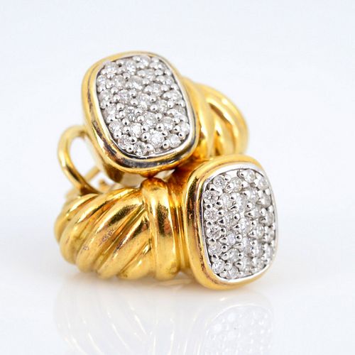 David Yurman 18K Gold & Diamond Earrings