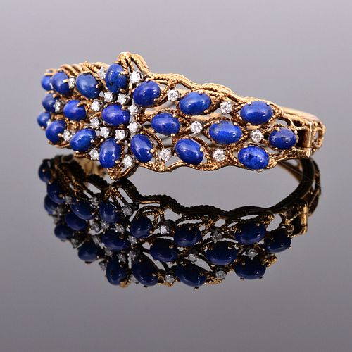 14K Gold, Lapis Lazuli & Diamond Estate Bracelet