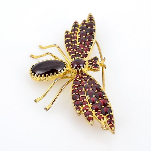 Garnet Insect Estate Brooch / Pin