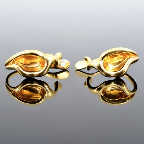 Pair of Elsa Peretti for Tiffany 18K Gold Lily Earrings / Scarf Rings
