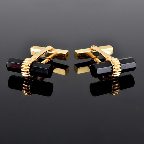 Tiffany & Co. 14K Gold & Onyx Cufflinks